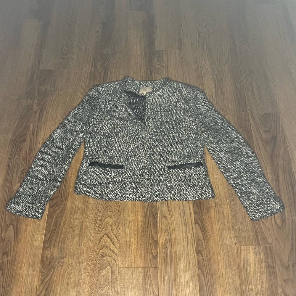 LOFT | Sweater Blazer | Grey and Black | size 10